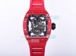 JB Factory Richard Mille RM 052-01 Tourbillon PVD Black Titanium Case Skull Skeleton Dial Red Rubber Strap